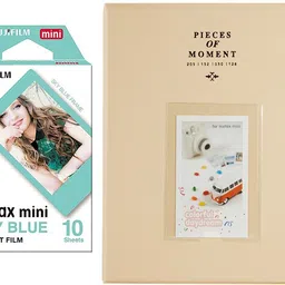FUJIFILM Mini 10X1 sky blue Instant Film With 128-sheet Beige Album for mini Film Roll-picture-11