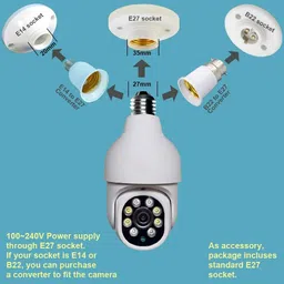 SROPX Wi-Fi CCTV Camera Wireless Bulb Shape PTZ V380 Pro Indoor 36 Security Camera image 4
