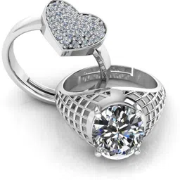 miss highness Couple Beautiful Diamond Adjustable Combo Rings – Luxury Gift for Women & Men, Sterling Silver Cubic Zirconia Rhodium Plated Ring-picture-28