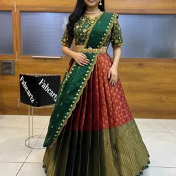 pinkbindi Self Design Semi Stitched Lehenga Choli-picture-24
