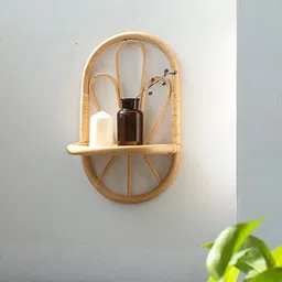 auor Rattan Wall Rack | Eco-Friendly Bamboo Wicker Wall Shelf size small Bamboo Wall Shelf image 2