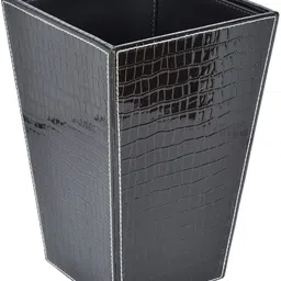 premsons Premium Faux Leather Dustbin 5L-Black Leather Dustbin image 3