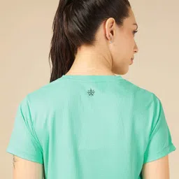 cult Women Solid Round Neck Polyester Green T-Shirt image 5