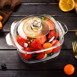 crystalarc Glass Serving Bowl 2.5Ltr Microwave Safe Dish with Lid Versatile, Safe, and Heat-Resistant Cookware image 2
