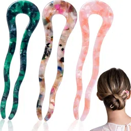 honey accessories 3PC Wavy French U Shaped Acetate Hair Pins Hair Accessories for Women Girls Hair Pin-picture-18