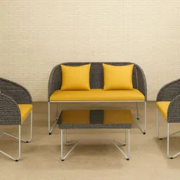 liso urbano Carbon Wicker 2+1 Seater Sofa with Table In Beige Colour-picture-11