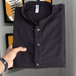 foxdx Men Self Design Cotton Rayon Straight Kurta-picture-34