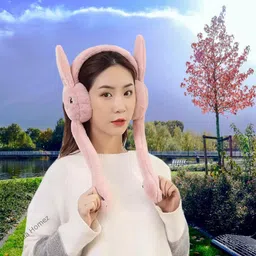 ablue clipper Bunny Ear Muffs Headband with Flip Ears and Clucking Sound Ear Muff image 3