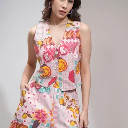 tokyo talkies Top Regular Shorts Co-ords Set with Coat-picture-10