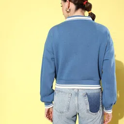 roadster Women Solid Varsity Jacket image 5