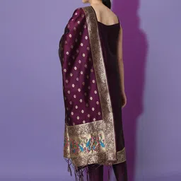 vredevogel Women Cotton Silk Kurta Pant Dupatta Set image 2