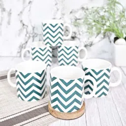 femora Green 180 ml Ceramic Zig Zag (Set of 6) Tea Cup Set-picture-17