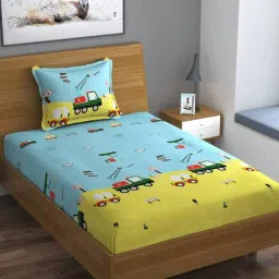 nirwana decor Blue Abstract 280 TC Microfibre Fitted Single Bedsheet 1 Pillow Cover-picture-36