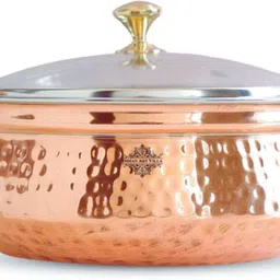 Steel Copper Serving Casserole with Glass Lid Serve Casserole-image-15