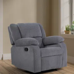 mintwud from pepperfry Yamamoto Fabric 1 Seater Manual Recliner In Graphite Grey Colour-picture-41
