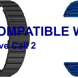 ACM WSM20H22BKBL3302 Pack of 2 Watch Strap Adjustable Steel 22mm for Boat Wave Call 2 Smartwatch (Black/Blue) Smart Watch Strap image 1