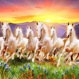 dharvika innovations Seven Horse Frame Home Decorative Gift Item with Synthetic Frame Digital Reprint 24 inch x 18 inch Painting-picture-12