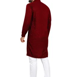 crystalrevenue Men Chikan Embroidery Cotton Rayon Straight Kurta image 3
