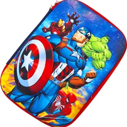 poksi Captain America Pencil Box|Marvel Avengers EVA Pencil Pouch – Durable, Spacious & Stylish School Stationery Case Art EVA Pencil Box image 1