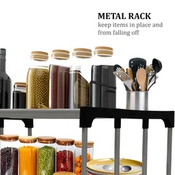 sanamsotre Utensil Kitchen Rack Multi Functional MicroWave Kitchen Rack Carbon Steel image 4