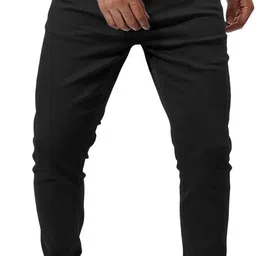 stitch factory Men Slim Mid Rise Black Jeans image 1