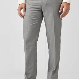 Men Slim Fit Grey Polyester Trousers-image-62