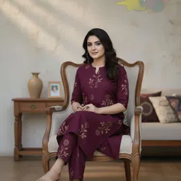 pasovi Women Viscose Rayon Kurta Palazzo Set image 4