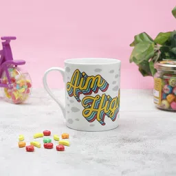 CLAY CRAFT White Mr. Happy Printed Ceramic Milk Mug 350 ml-picture-40