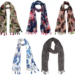 mss fashion Printed Chiffon Women Multicolor Fancy Scarf, Scarf, Stole-picture-17