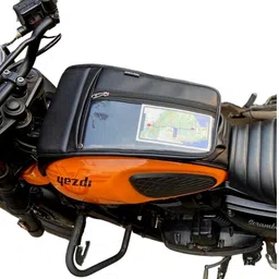 uniware Leather Scratch Proof Tank Bag/Cover with Transparent Mobile Touch Pocket/Holder Strap Yezdi Scrambler Bike Tank Cover image 2