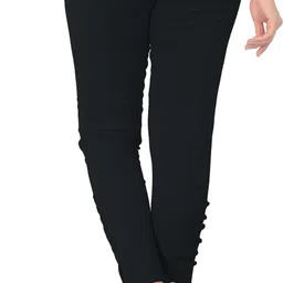 deepa Pack of 2 Women Skinny Fit Black, White Cotton Blend Trousers image 3