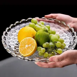 gosk enterprise Glass Fruit Serving Bowl Plate Dining Table Crystal Decoration Dry Fruits Bowl Quarter Plate image 5