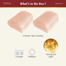 Special You Peach Net Curtains with Fairy Lights 40Ft Long for Backdrop Decoration (Set Of 6) image 2