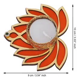 ecraftindia Orange and Green Beautiful Lotus (Set of 4) Tea Light Holders image 4