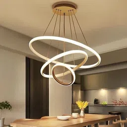 prmoagen Modern Double 3 Ring LED Chandelier Lamp (Warm White, Gold) Chandelier Ceiling Lamp-picture-22