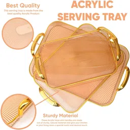 barepepe Premium Serving Tray Set for Kitchen Rectangle Stylish Design Fancy (Amber) Tray, Plate Serving Set image 4