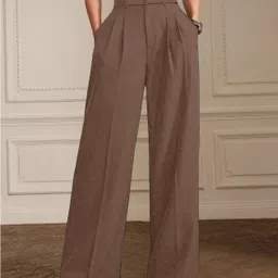 klosia Women Straight Fit Brown Viscose Rayon Trousers-picture-30