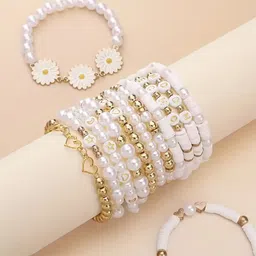 dearow White & Gold Bead Bracelet Making Kit with Charms | DIY Jewelry Craft Set image 3