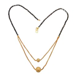 9blings Gold Plated Double layered Embedded Chain with Pendant Mangalsutra For Women image 1