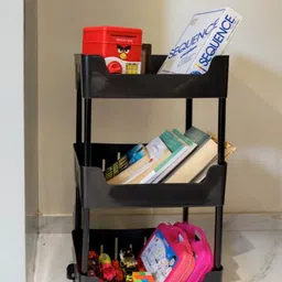 vm bond Multi-Purpose Plastic Storage Organizer 3-Tier Rack with Wheel Bathroom & Office Plastic Kitchen Trolley-picture-46