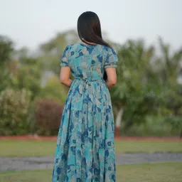 shree textiles Floral Print Georgette Stitched Anarkali Gown image 2