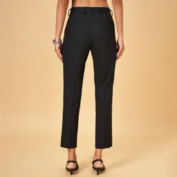annabelle by pantaloons Women Tapered Black Polyester Trousers image 2