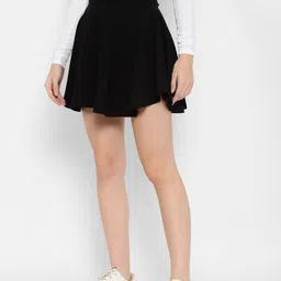 lovclick fashion Women Solid Flared Black Skirt image 3