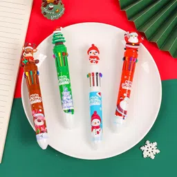 kidszeenie Christmas Ballpoint Pen | 10 Color Retractable Ballpen With 3D Topper Ball Pen image 4