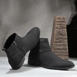El Paso Men Black Faux Leather Casual Chelsea Boots Boots For Men-image-39