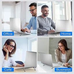 SOJUBA 2piecs Adjustable Folding Laptop Stand Mini Cooling Pad Laptop Desk Holder Invisible Laptop Riser Stand Portable Non-Slip Base Desk Table Riser Holder Aluminium Floor and Desk Stand Rotatable Laptop Stand Compatible with Universal Laptops image 4