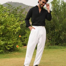 campus sutra Men Regular Fit White Polyester Trousers image 5