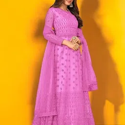 bhurkhiya Embroidered Net Semi Stitched Anarkali Gown image 4