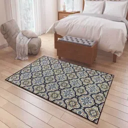 status Brown Persian Polyester 4 ft x 6 ft Machine Made Carpet image 1