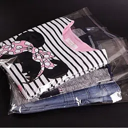 iconic Self Seal Plastic Adhesive Garment Bags (14*10 inch) Cristal Clear polythene Pouches for Packing Saree and Other Clothes Envelopes image 2